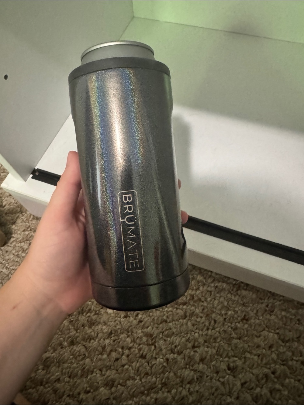 BrüMate Holo Gray Can Cooler - Metallic Gray